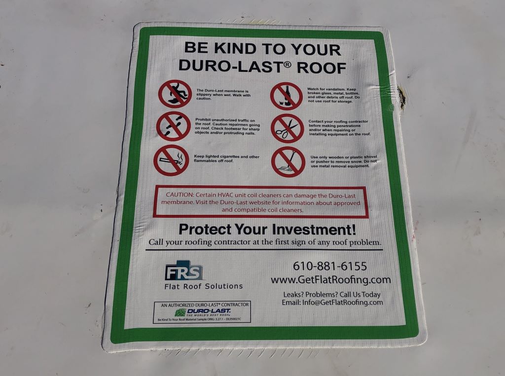 Warranty for a Duro-Last Single-Ply Membrane Flat Roof | getflatroofing.com