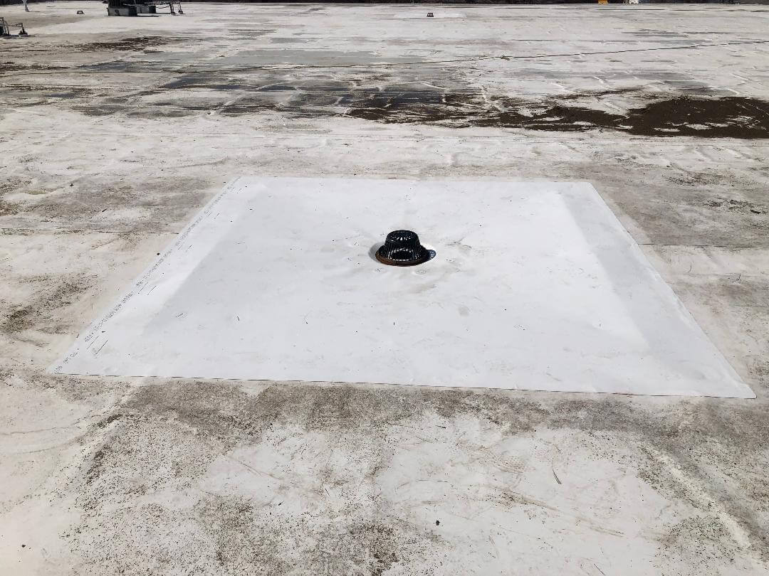 Drain Has Been Lowered to Create a Flat Roof Sump 