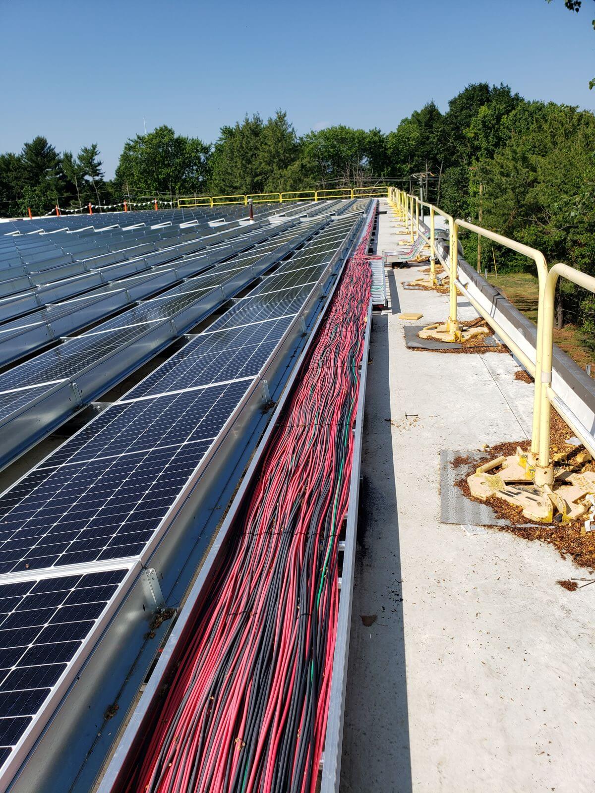 Wire Chase on Solar Panel Installation | getflatroofing.com 