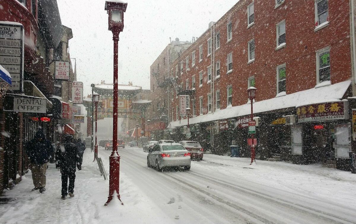 Philadelphia Flat Roofed Building Tops Covered in Snow | Flat Roof Solutions