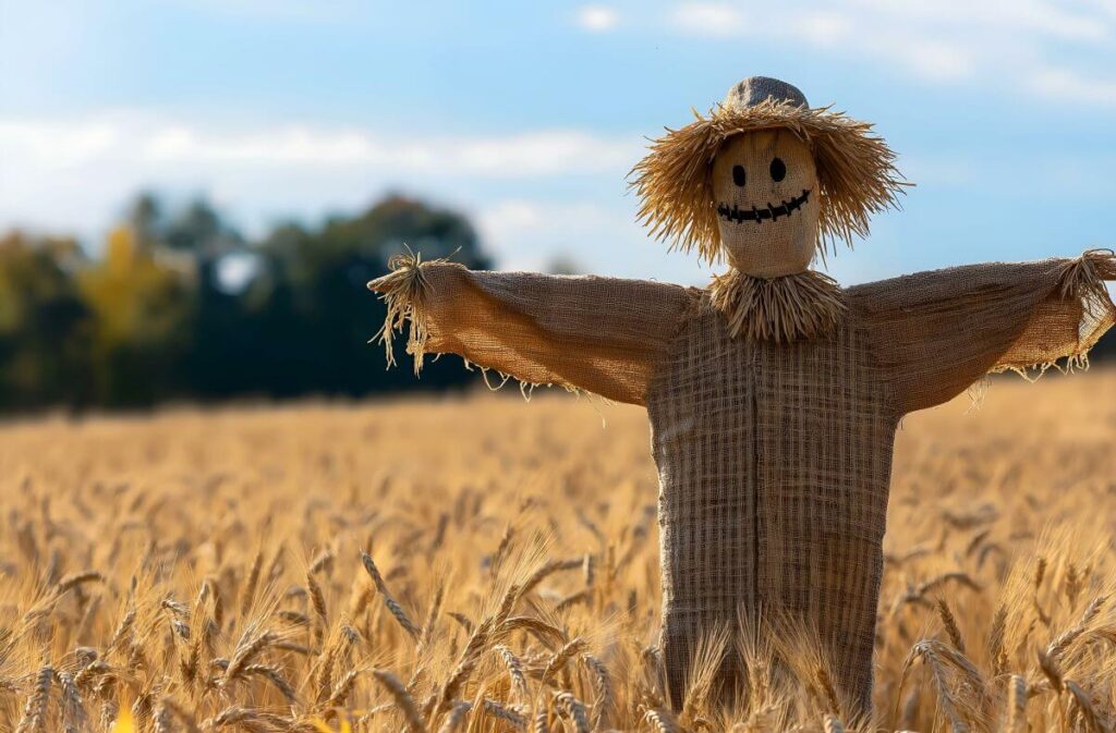 scarecrow-in-field Like a scarecrow in a field, DIY flat roof bird deterrants only work short-term.